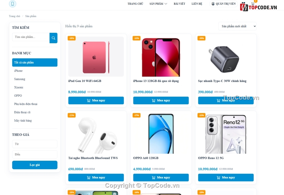 Điện Thoại,Website Mobile Điện Thoại,source code      database